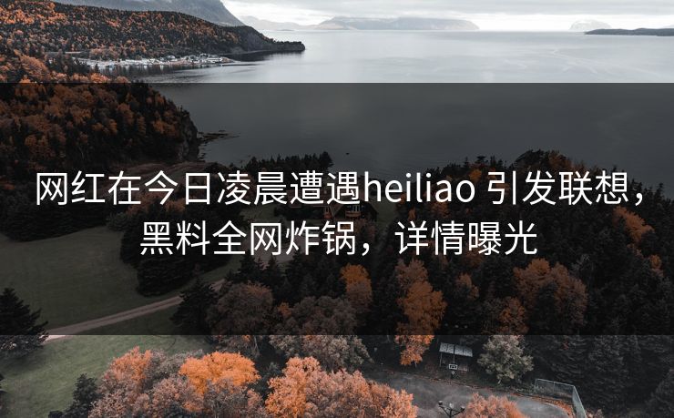 网红在今日凌晨遭遇heiliao 引发联想，黑料全网炸锅，详情曝光